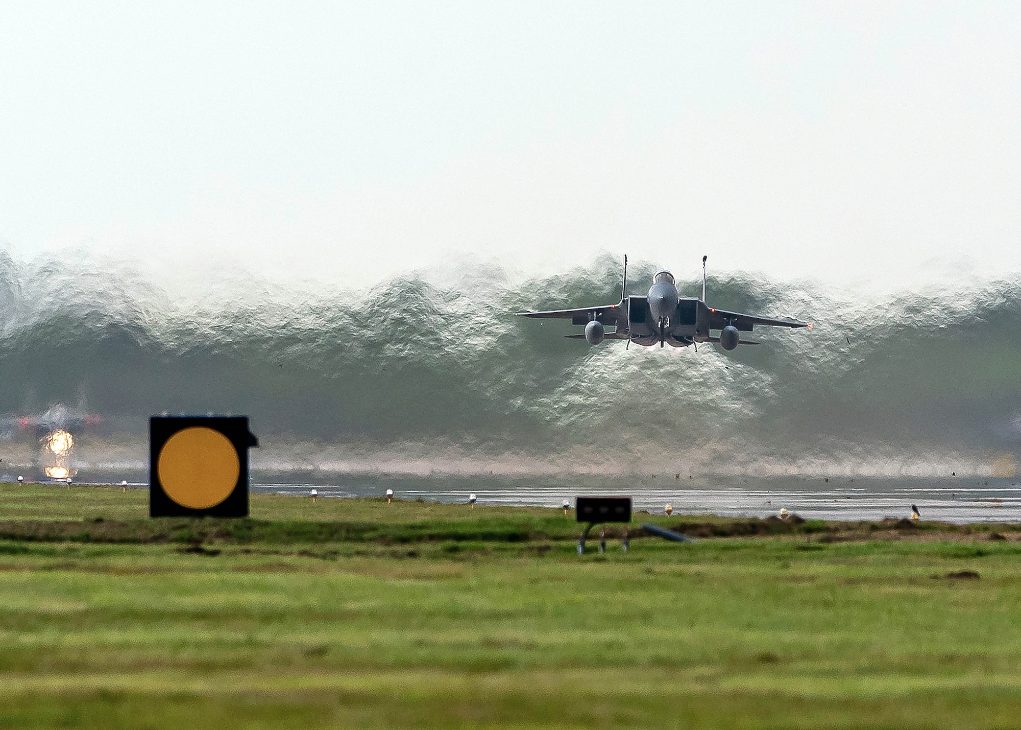 Lt. Col. David Martinez, Detachment 1, 125th Fighter Wing Operations Officer, flies his “Fini Flight” in an F-15C fighter aircraft at Homestead Air Reserve Base, Fla., on Nov. 5, 2021. Family, friends and unit members were on hand to celebrate Martinez's retirement from the Florida Air National Guard. (U.S. Air Force photo by Master Sgt. Mike Monlezun)