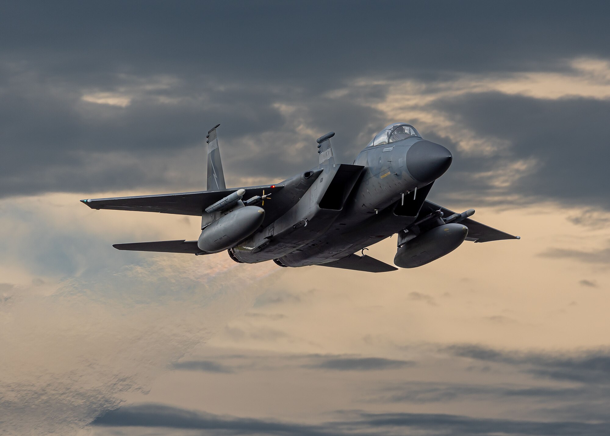 Lt. Col. David Martinez, Detachment 1, 125th Fighter Wing Operations Officer, flies his “Fini Flight” in an F-15C fighter aircraft at Homestead Air Reserve Base, Fla., on Nov. 5, 2021. Family, friends and unit members were on hand to celebrate Martinez's retirement from the Florida Air National Guard. (U.S. Air Force photo by Master Sgt. Mike Monlezun)