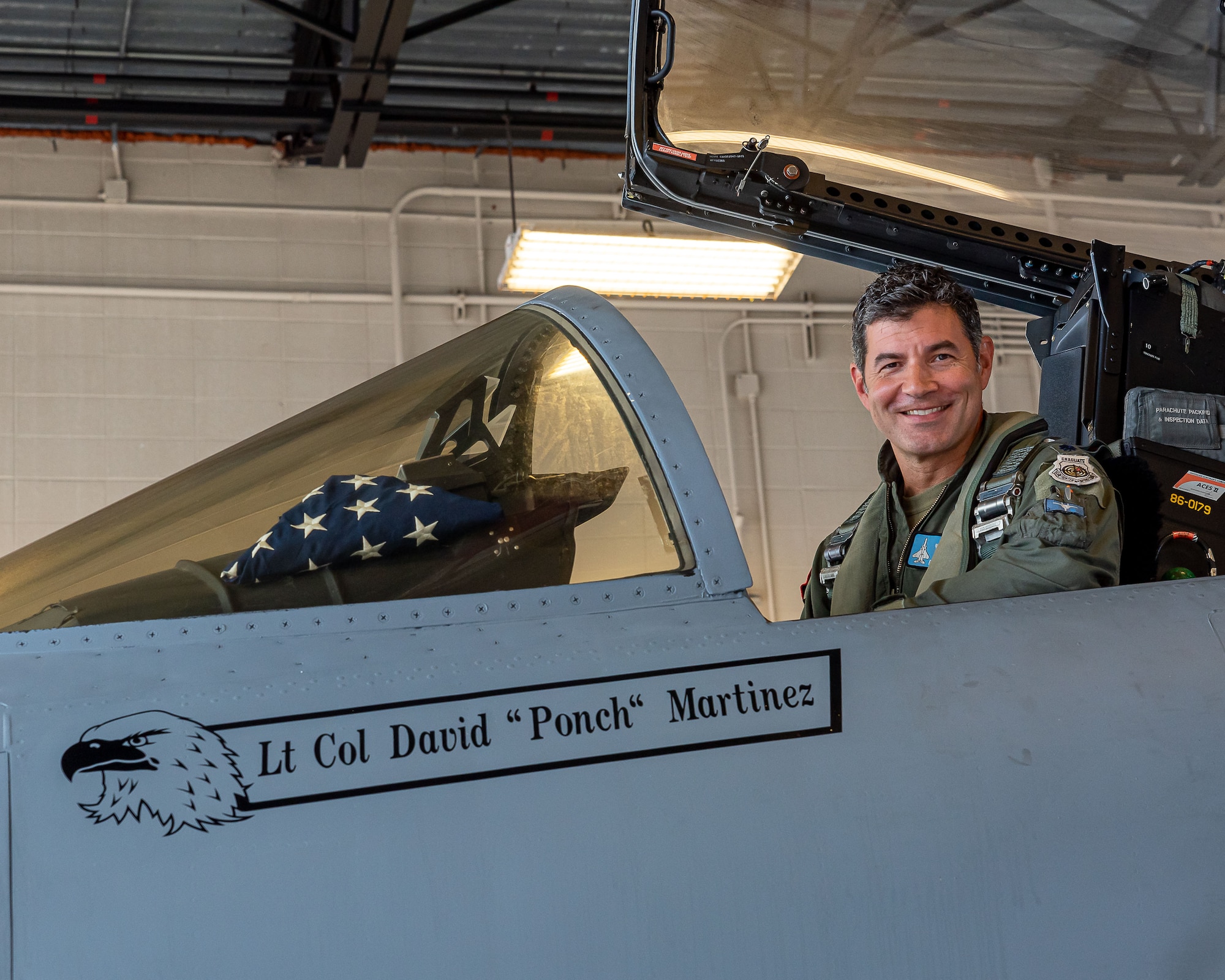 Lt. Col. David Martinez, Detachment 1, 125th Fighter Wing Operations Officer, flies his “Fini Flight” in an F-15C fighter aircraft at Homestead Air Reserve Base, Fla., on Nov. 5, 2021. Family, friends and unit members were on hand to celebrate Martinez's retirement from the Florida Air National Guard. (U.S. Air Force photo by Master Sgt. Mike Monlezun)