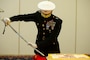 Major Gen. Jason Q. Bohm, Marine Corps Recruiting Command, Commanding General, cuts the cake during the Cake Cutting Ceremony for the 246th Marine Corps Birthday at the Clubs of Quantico, Marine Corps Base Quantico, VA, on November 4, 2021.The Cake Cutting Ceremony is an annual tradition representing an annual renewal of each Marines commitment to the Corps, and The Corps’ commitment to passing on knowledge and tradition from one generation to the next.