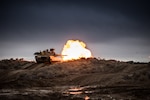 Tankers with Alpha Company, 2nd Battalion, 116th Cavalry Brigade Combat Team, conducts platoon live-fire gunnery qualification Feb. 4, 2019, at the Orchard Combat Training Center. (Photo by 1st Lt. Robert Barney, Idaho Army National Guard)