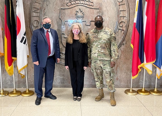 Dr. Watson, NDU Interim Provost Visits JFSC. Pictured here with BG Voris McBurnette and Dean Antis.