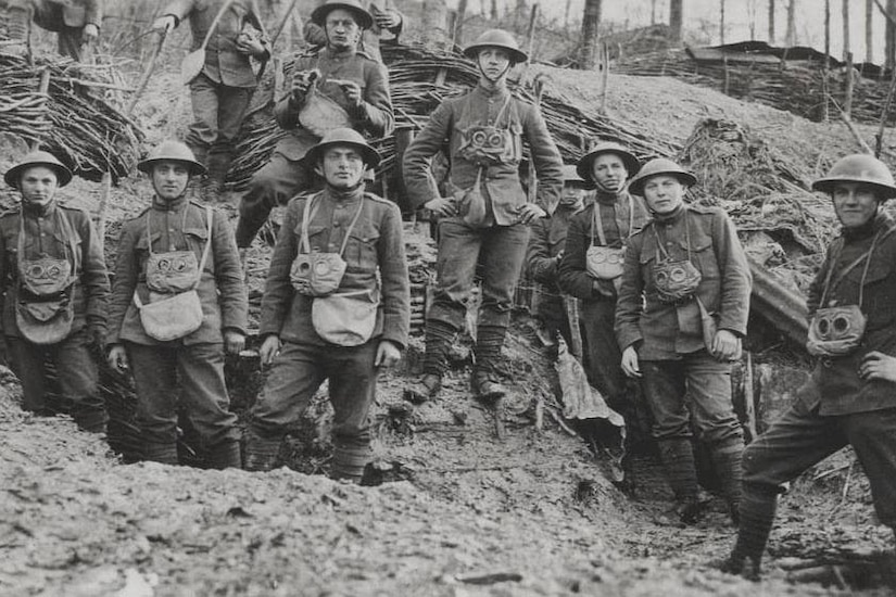 Troops pose for a photo.