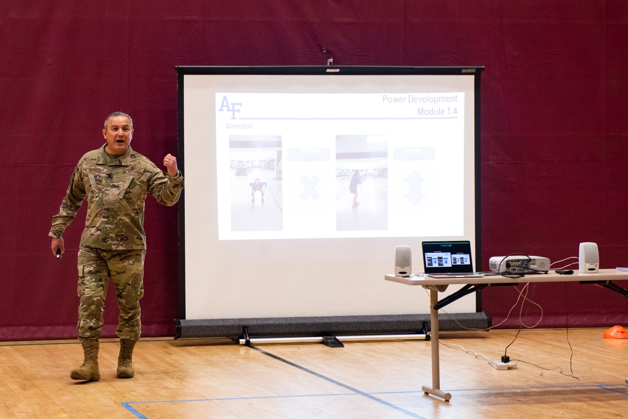 Lt Col. Felix Islas, 47th Medical Group human performance director, instructs student pilots through the base operations support team (BOST) program teaching students the importance of health and medical treatments as well as techniques to better prepare the body for flight. BOST seeks to maximize a squadron’s cohesiveness, readiness, agility and capability through investment in human performance activities in detention, prevention, mitigation, education, training and Airman development. (U.S. Air Force photo by Senior David Phaff)