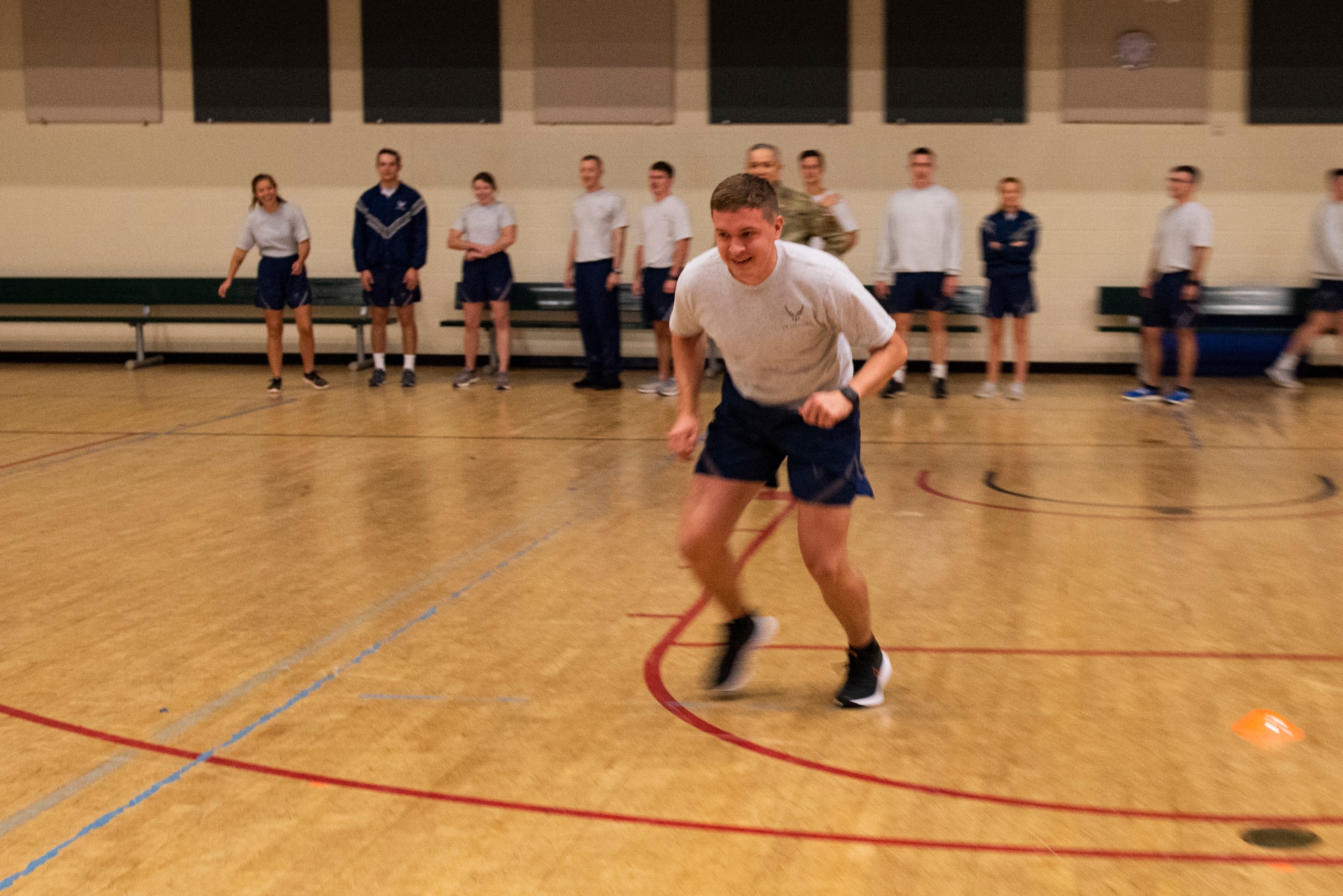 Student pilots participate in exercises to learn proper form and techniques to better prepare their bodies for the stress that extra gravitational force equivalent and other physical stresses of flying. The gravitational force equivalent is a measurement of the type of force per unit mass – typically acceleration – that causes a perception of weight, with a g-force of 1 g equal to the conventional value of gravitational acceleration on Earth. (U.S. Air Force photo by Senior Airman David Phaff)