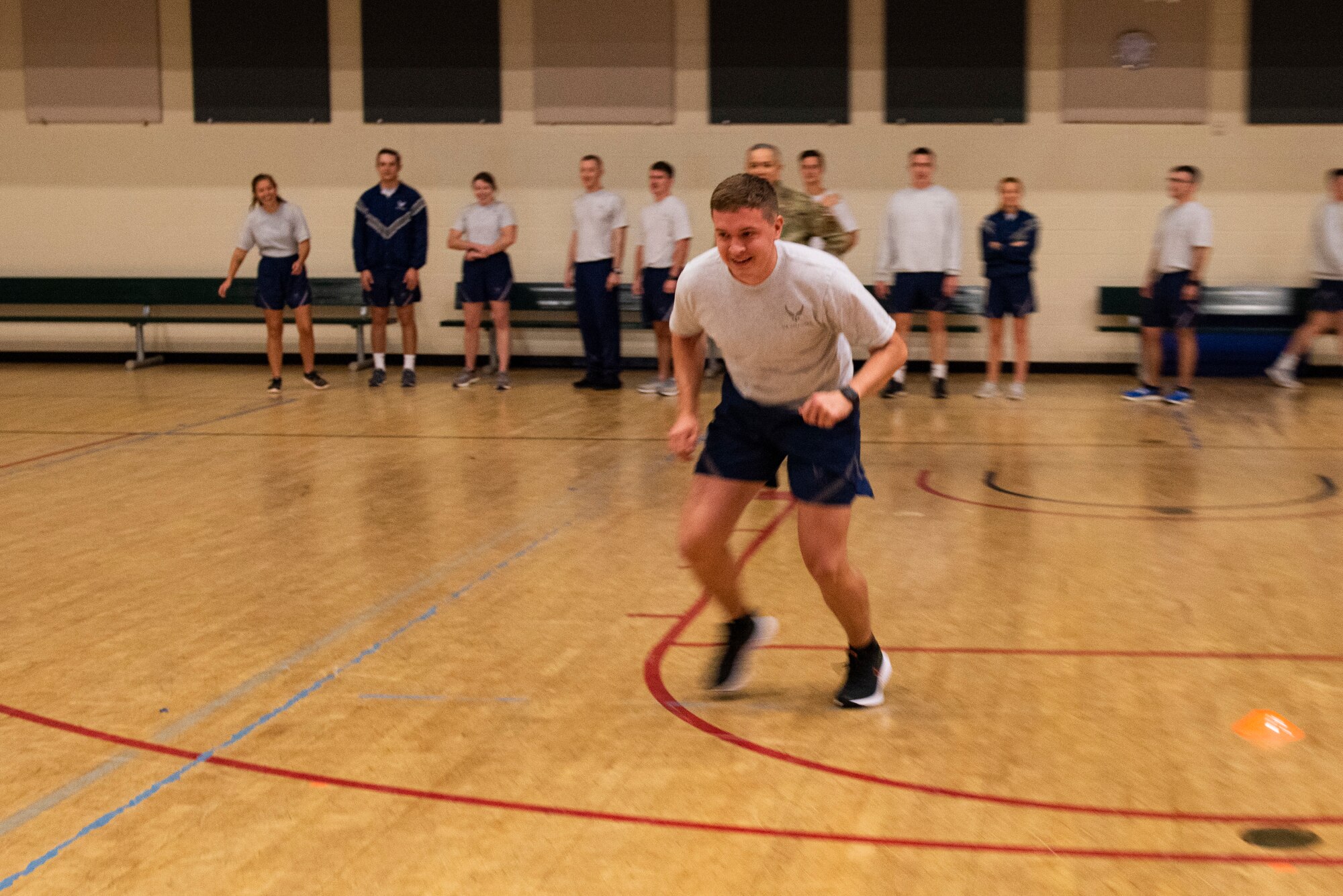 Student pilots participate in exercises to learn proper form and techniques to better prepare their bodies for the stress that extra gravitational force equivalent and other physical stresses of flying. The gravitational force equivalent is a measurement of the type of force per unit mass – typically acceleration – that causes a perception of weight, with a g-force of 1 g equal to the conventional value of gravitational acceleration on Earth. (U.S. Air Force photo by Senior Airman David Phaff)