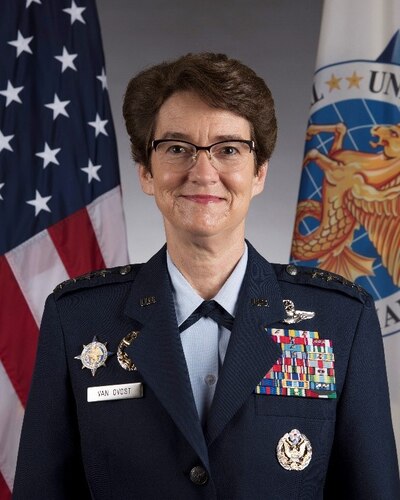 This is the official portrait of Gen. Jacqueline D. Van Ovost.