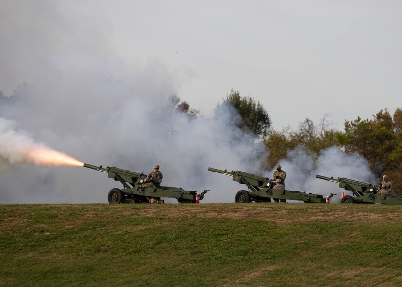 Soldiers render salute during V Corps’ Fully Operationally Capable ceremony at the V Corps Headquarters in Fort Knox, Kentucky, Nov. 3.