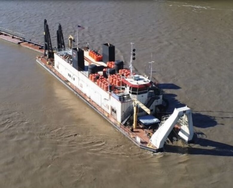The Kansas City District collaborated with the St. Paul District of the Mississippi Valley Division, to mission assign the Dredge Goetz to the Missouri River in late October through early November 2021. The Goetz participated in a pilot project to dredge sediment that had created shallow areas in the shipping channel.