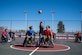 Airmen from Edwards Air Force Base participate in a game of wheelchair rugby during a National Disability Employment Awareness Month observance at the Rosburg Fitness Center, Oct. 29, at Edwards Air Force Base, California.