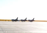 U.S. Air Force F-16 Fighting Falcons of the 120th Fighter Squadron, Colorado Air National Guard prepare for takeoff during weekend training at Buckley Space Force Base, Colorado, Oct.14, 2021. Members of the 140th Wing responded to scenarios as part of the Wing’s participation in a large-scale readiness exercise. (U.S. Air National Guard photo by Tech. Sgt. Chance Johnson)