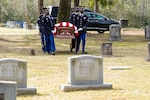 A Louisiana National Guard Military Funeral Honors Team escorts a fallen Soldier during his internment ceremony, March 13, 2021. Over the last year alone, the team proudly rendered honors at more than 1,500 veterans’ funerals, honoring them for their service.