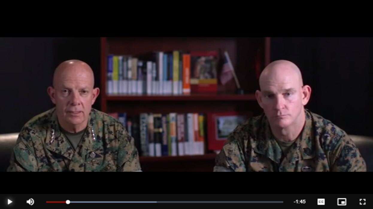 A COVID-19 message from the U.S. Marine Corps Commandant and Sergeant Major.