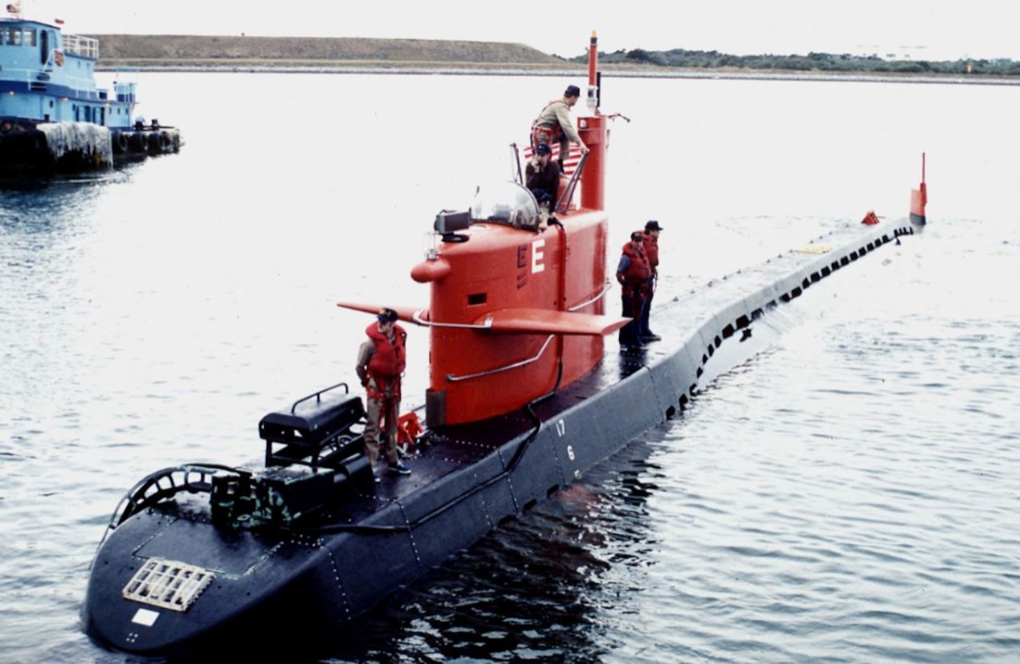 Nuclear-powered research submersible NR-1 at Port Canaveral, Florida, February 1986.