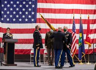 U.S. Army Soldiers assigned to the Vermont National Guard gathered to witness the change of responsibility ceremony for the Vermont National Guard command chief warrant officer in Colchester, Vermont, Nov 7, 2021. Outgoing Chief Warrant Officer 5 James Woodworth said farewell as he handed the reigns to incoming Chief Warrant Officer 5 Scott Beaulieu. (U.S. Army National Guard photo by Sgt. Denis Nuñez)