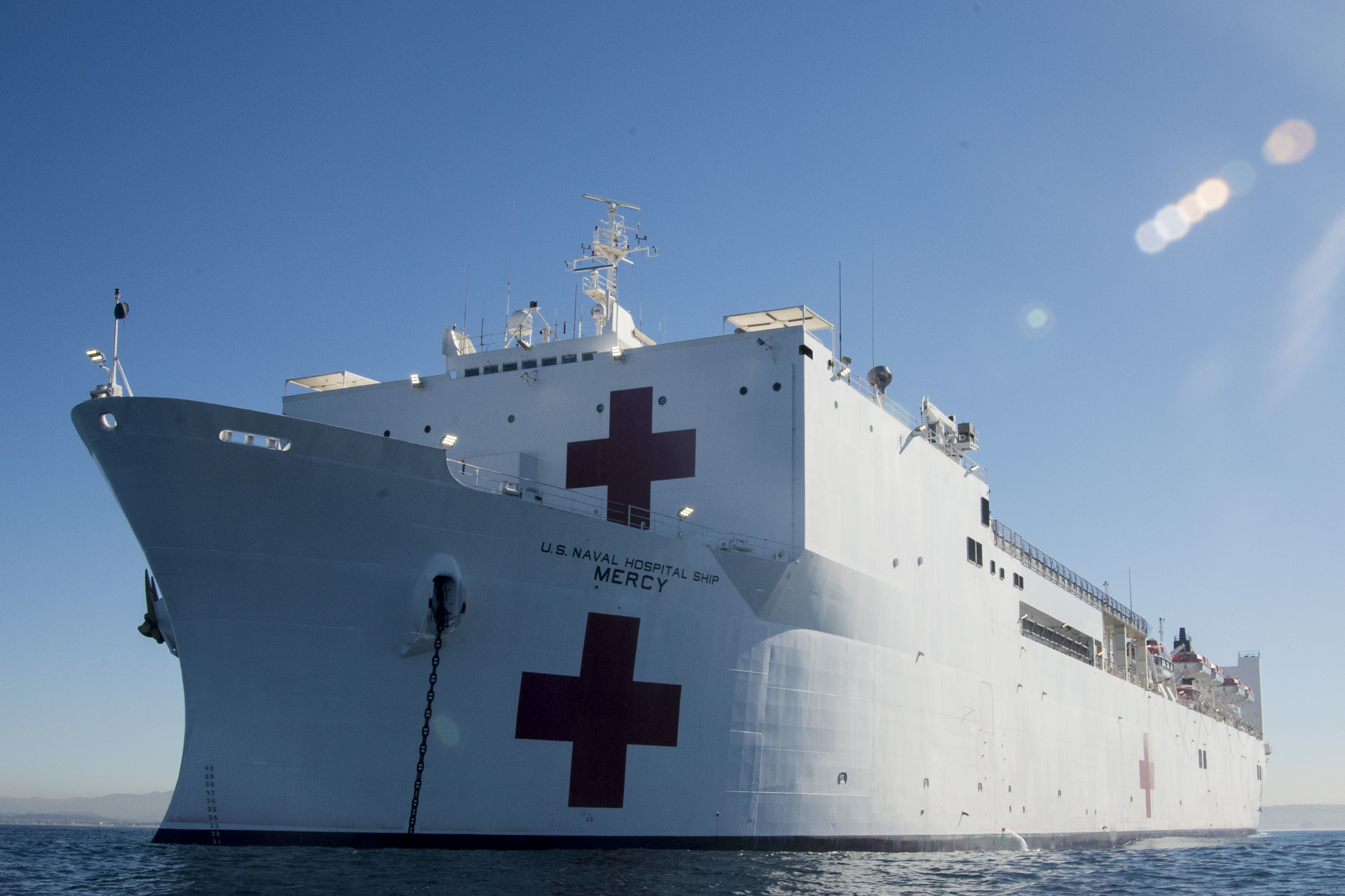 The Military Sealift Command (MSC) hospital ship USNS Mercy (T-AH 19) floats during small boat operations while underway during Mercy Exercise (MERCEX) 22-1.