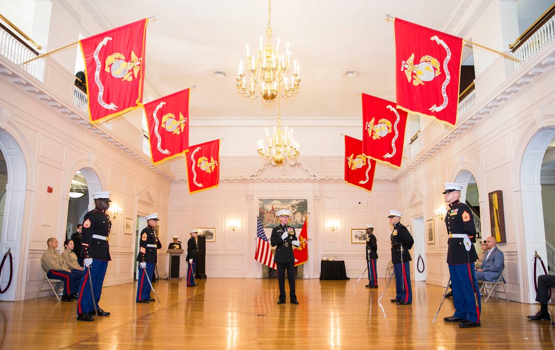 Assistant Commandant of the Marine Corps Gen. Eric M. Smith attends Manpower and Reserve Affairs 246th Marine Corps Birthday cake cutting ceremony on Marine Corps Base Quantico, Va., Nov. 10, 2021.