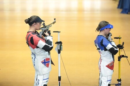 Female competitors competing in their event.