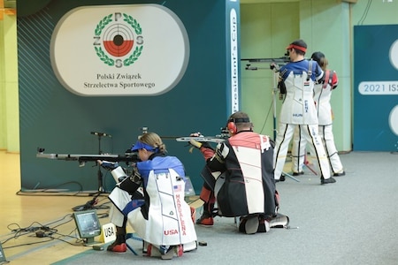 Competitors in action during their event.