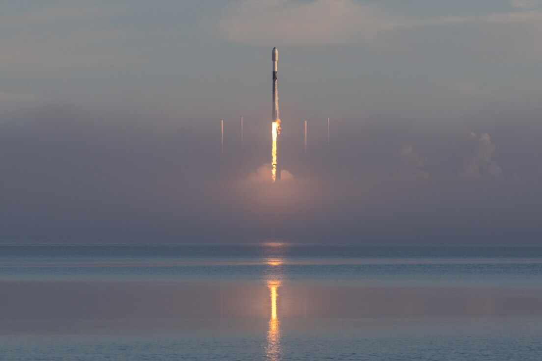 A SpaceX Falcon 9 rocket launches from Space Launch Complex 40 at Cape Canaveral Space Force Station, Fla., Nov. 13, 2021. The rocket carried 53 Starlink satellites into orbit. (U.S. Space Force photo by Joshua Conti)