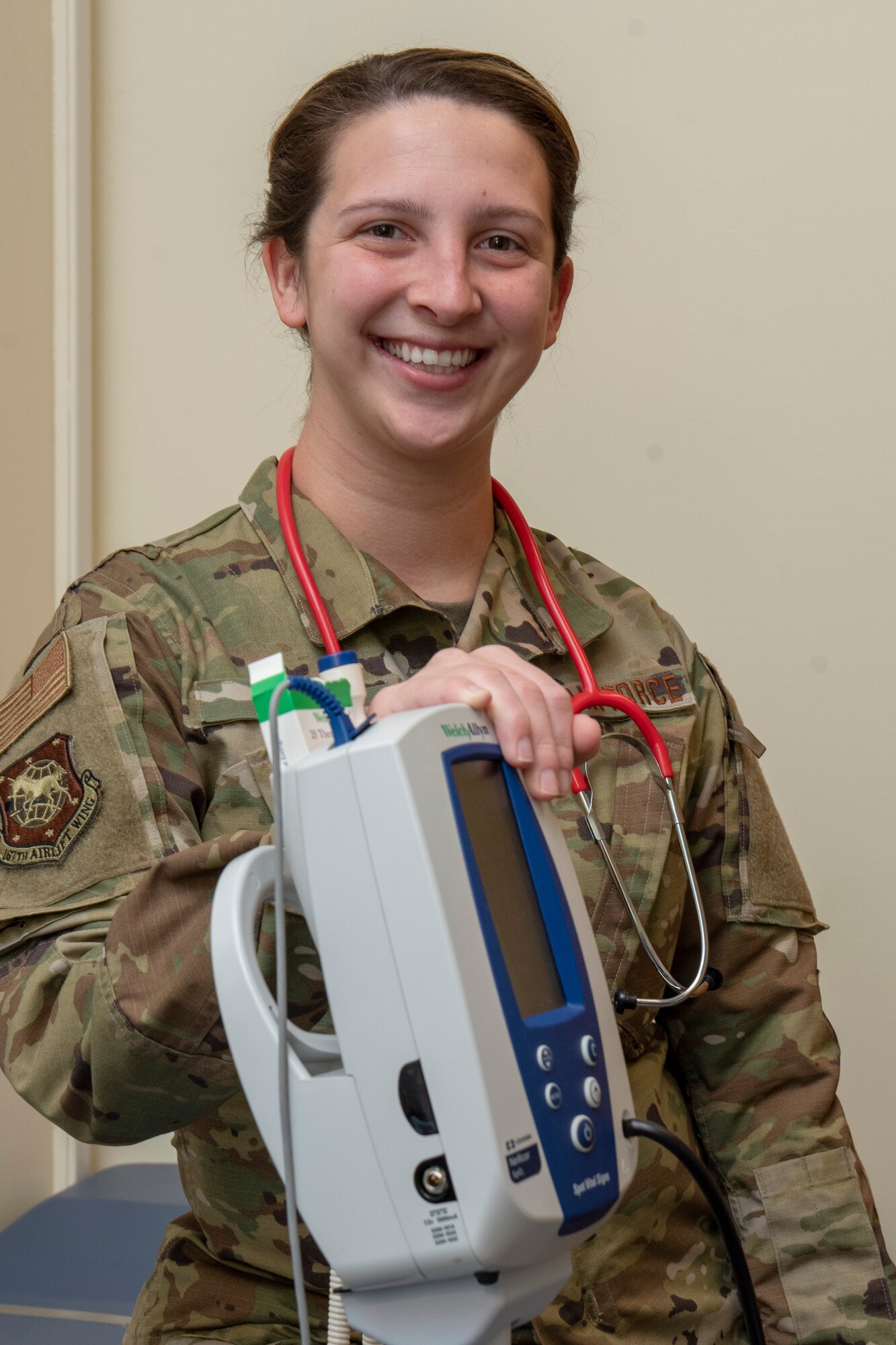 U.S. Air Force Staff Sgt. Whitney Potts is an aerospace medical technician for the 167th Medical Group and the 167th Airlift Wing Airman Spotlight for November 2021. (U.S. Air National Guard photo by Senior Master Sgt. Emily Beightol-Deyerle)