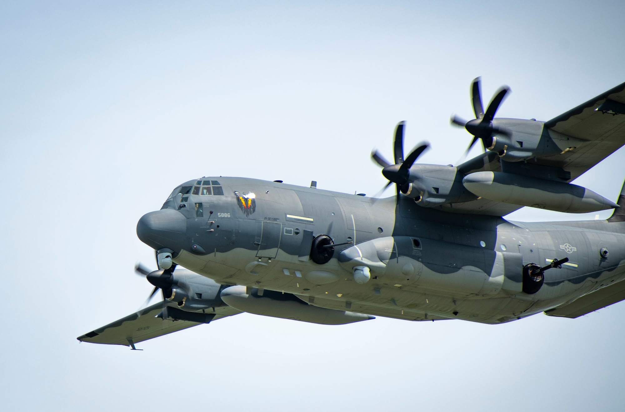 An AC-130J Ghostrider from the 4th Special Operations Squadron at Hurlburt Field, Fla., performs an aerial demonstration during EAA AirVenture Oshkosh 21 at Wittman Regional Airport, Wis., July 30, 2021. With the various Air Force Special Operations Command aircraft and personnel in attendance, AFSOC brings specialized airpower and competitive advantage to the future warfighting environment. (U.S. Air Force photo by Senior Airman Miranda Mahoney)