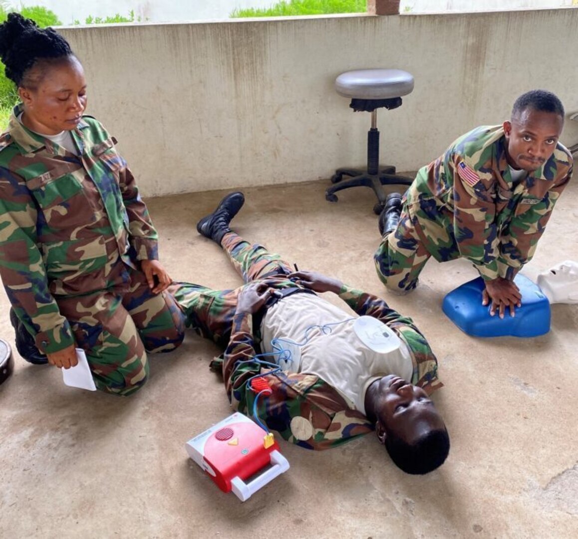 The Michigan National Guard provides emergency medicine mentorship to members of the Armed Forces of Liberia (AFL) at 14 Military Hospital in Latvia.
