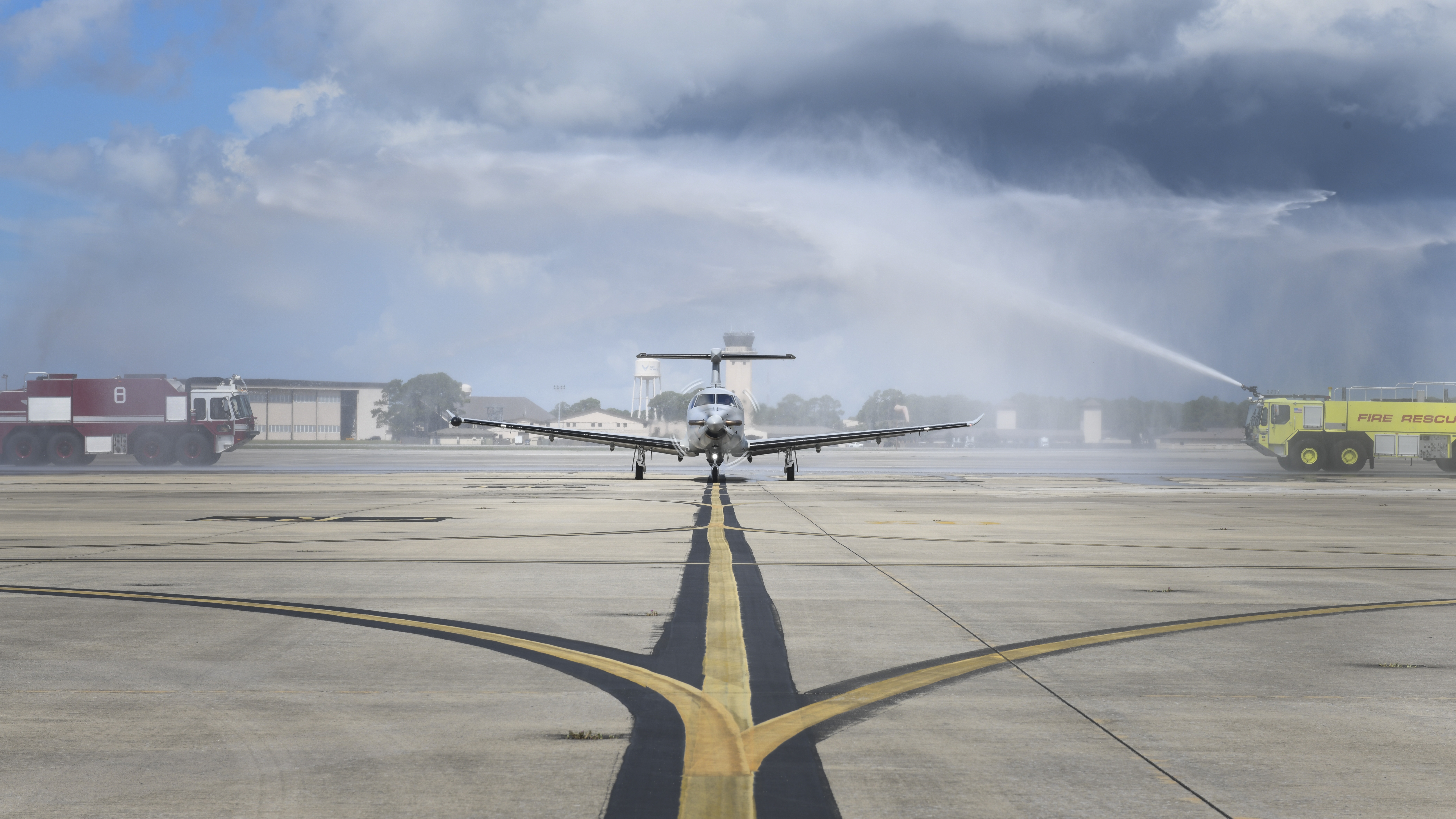 U.S. Air Force Brig. Gen. William Holt, special assistant to the commander of Air Force Special Operations Command, taxis a U-28A Draco down the Hurlburt Field flightline during his “Fini” flight at Hurlburt Field, Florida, July 19, 2019. Holt has flown the U-28A for 12 years and has accrued approximately 700 flight hours in his 28 years of service in Air Force. (U.S. Air Force photo by Senior Airman Dennis Spain)