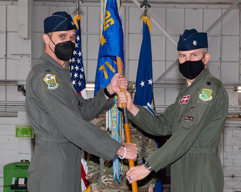 An Airman relinquishes command of a squadron.