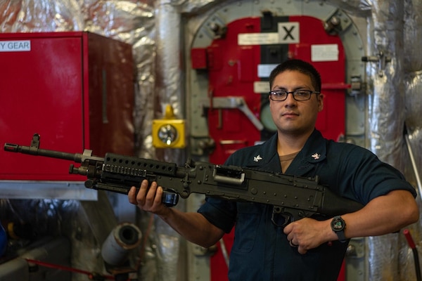 USS Jackson (LCS 6) Sailor Poses For Portrait