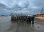 Aircrew, maintenance crew and combat support crew pose in front of a P-8A Poseidon following the completion of a successful search and rescue detachment. VP-26 conducts maritime patrol and reconnaissance as well as theater outreach operations as part of a rotational deployment to the U.S. 7th Fleet area of operations.