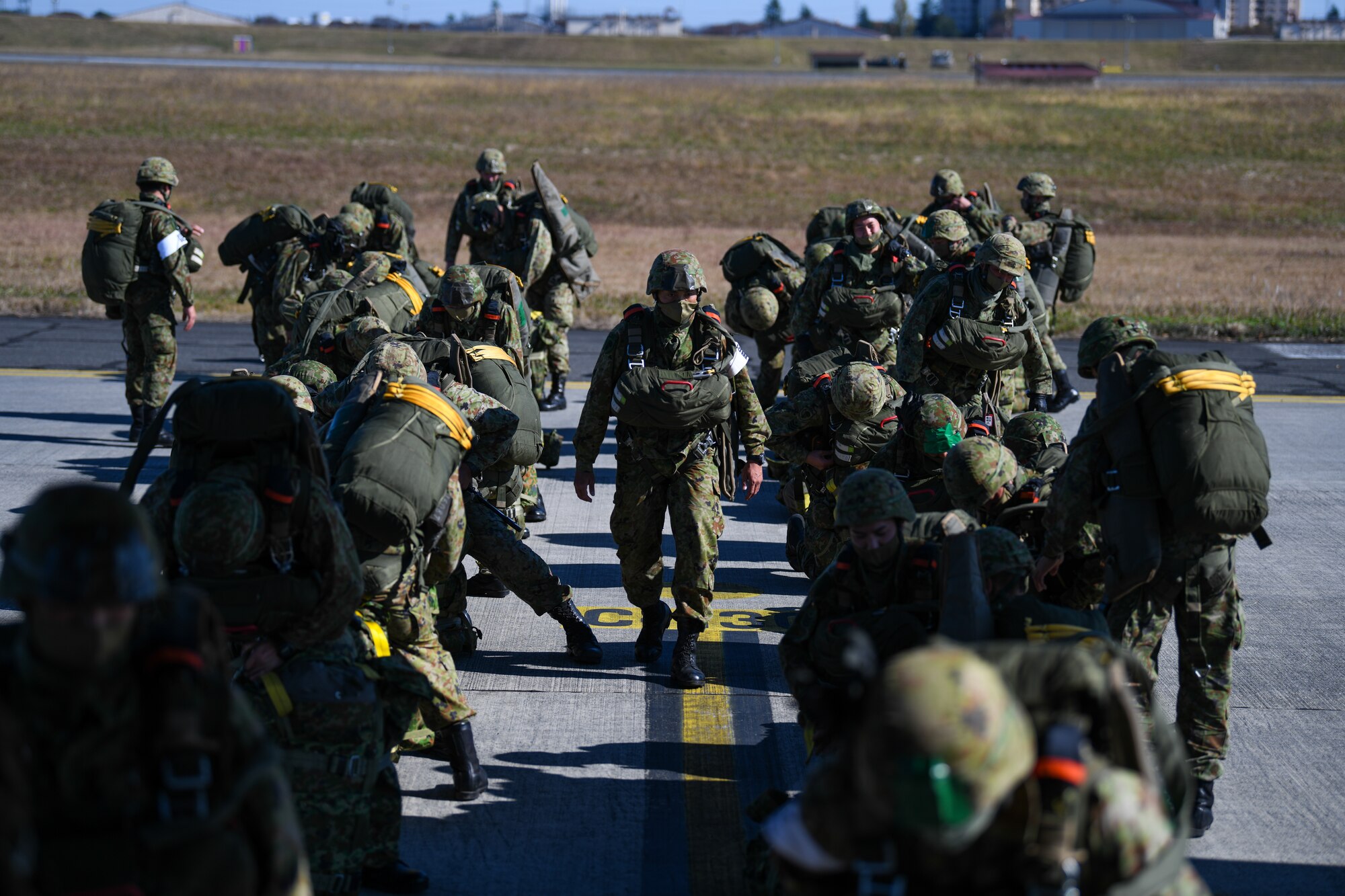 Japan Ground Self-Defense Force soldiers perform gear checks