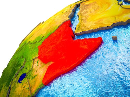 Horn of Africa on a map