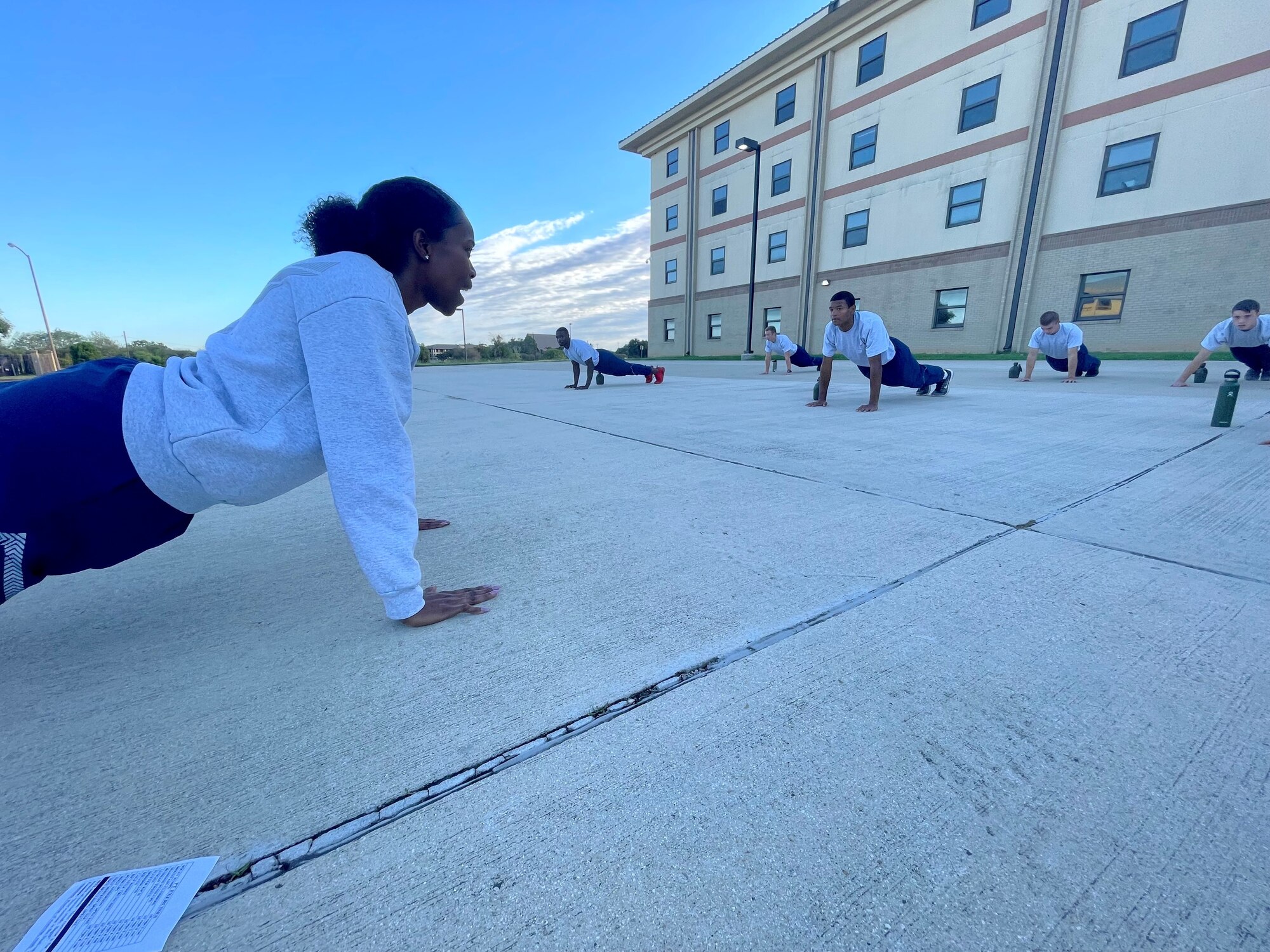 Airmen doing physical training