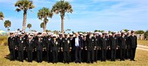 The Hon. Rupert Soames, OBE, is pictured with (DDG 81) crew members present for the change of command ceremony.