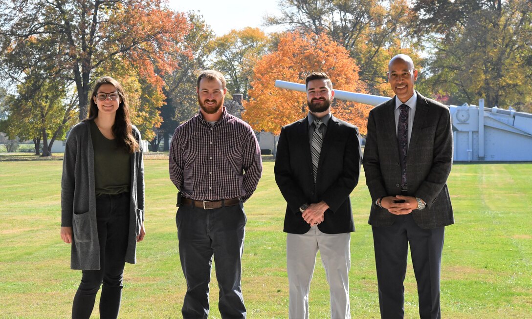 IMAGE: The Department of the Navy bestows the Civilian Service Achievement Medal to seven employees from Naval Surface Warfare Center Dahlgren Division. Ruth Long, Dylan Fones, Tim McClelland and Christopher Brown received the award in recognition of their contributions and accomplishments supporting various programs and projects for the warfighter. (pictured left to right). Not pictured are awardees Kyle Lackinger, Revonna Waring and Robert “Tony” Hill.