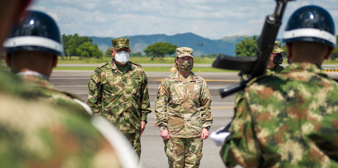 U.S. Army Gen. Laura Richardson, commander of U.S. Southern Command, arrives at Colombia’s Fort Tolemaida.