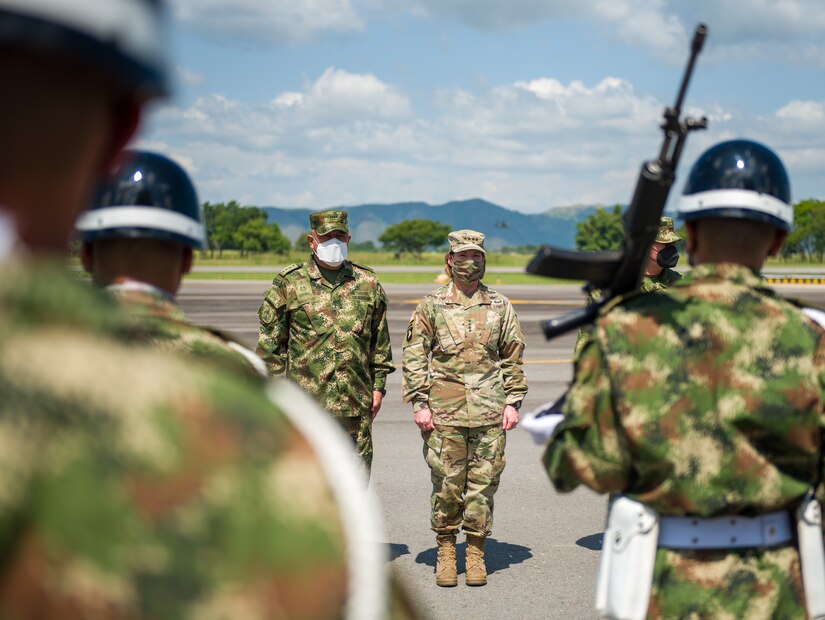 U.S. Army Gen. Laura Richardson, commander of U.S. Southern Command, arrives at Colombia’s Fort Tolemaida.