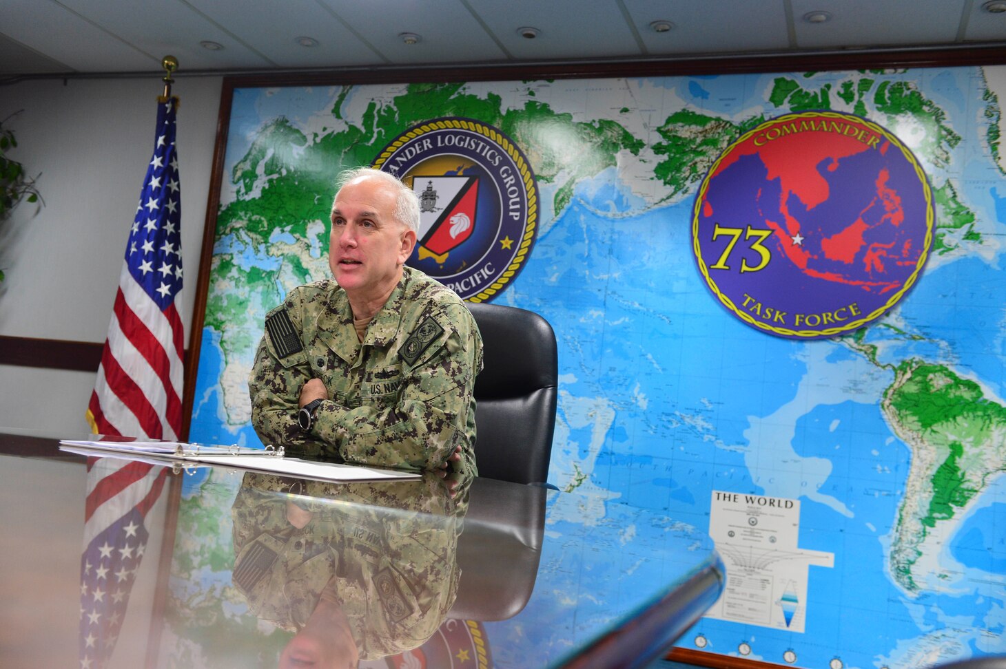 211119-N-UA460-0002 SEMBAWANG NAVAL BASE, Singapore (Nov. 19, 2021) Rear Adm. Philip Sobeck, commander, Logistics Group Western Pacific and Task Force 73, gives remarks during the virtual closing ceremony of Cooperation Afloat and Readiness at Sea Training (CARAT) Brunei 2021. In its 27th year, the CARAT series is comprised of multinational exercises, designed to enhance U.S. and partner navies’ abilities to operate together in response to traditional and non-traditional maritime security challenges in the Indo-Pacific region. (U.S. Navy photo by Mass Communication Specialist 1st Class Greg Johnson)