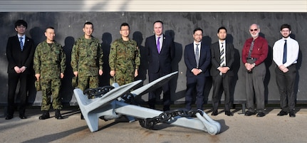 IMAGE: A delegation from Japan’s Acquisition, Technology and Logistics Agency, the Office of Naval Research (ONR) and Mitsubishi Heavy Industries visited Naval Surface Warfare Center Dahlgren Division, Nov. 16. (Left to right): KOIZUMI Ryota, Lt. Col. Takahiro, Lt. Col. OIWA Masaki, Col. MASUKO Yoichi, Willard Henry, MIYAMOTO Tetsuya, OHMURA Taichi, Ronald Benjamin, Dexter Hubbard