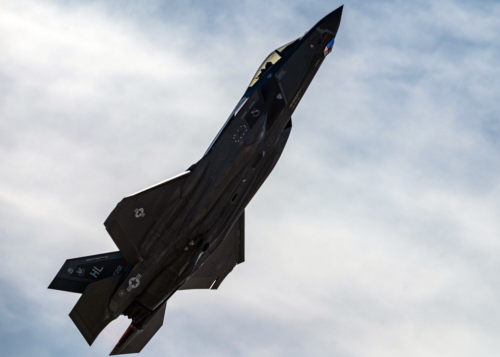 F-35A Lightning flies during a demonstration practice