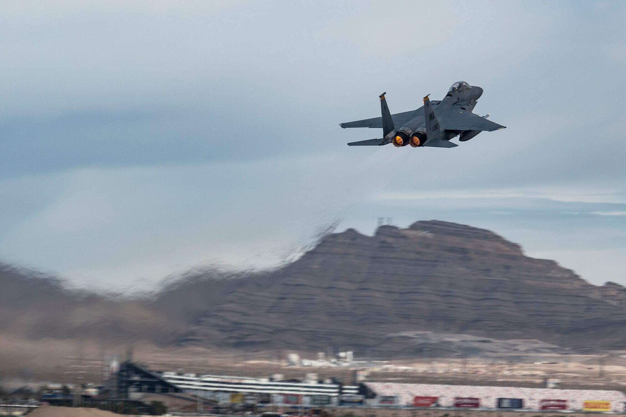 An F-15E Strike Eagle takes off