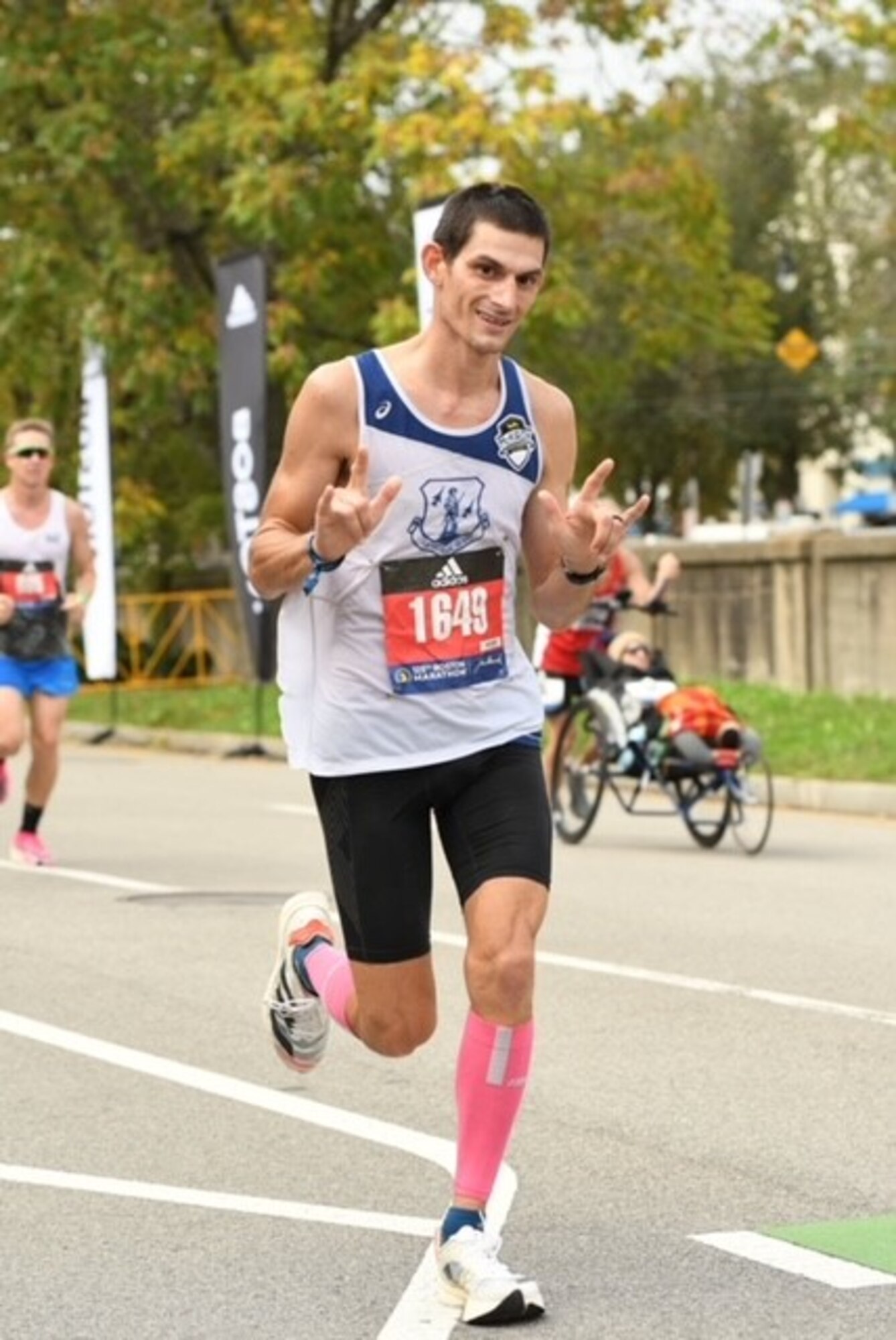U.S. Air Force Technical Sgt. Matthew Klundt, 144th Fighter Wing Security Forces, participates in the 125th Boston Marathon October 11, 2021.