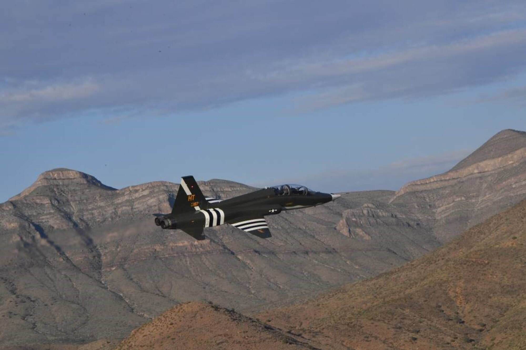 One of the 586th Flight Test Squadron’s T-38C Talons flies over White Sands Missile Range in New Mexico on Sept. 17, 2021. (U.S. Air Force photo)