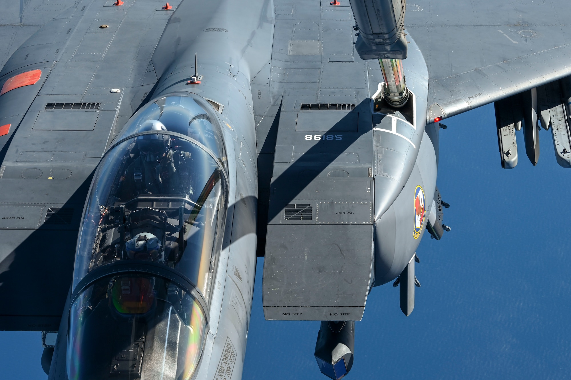 F-15E performs air-to-air refueling