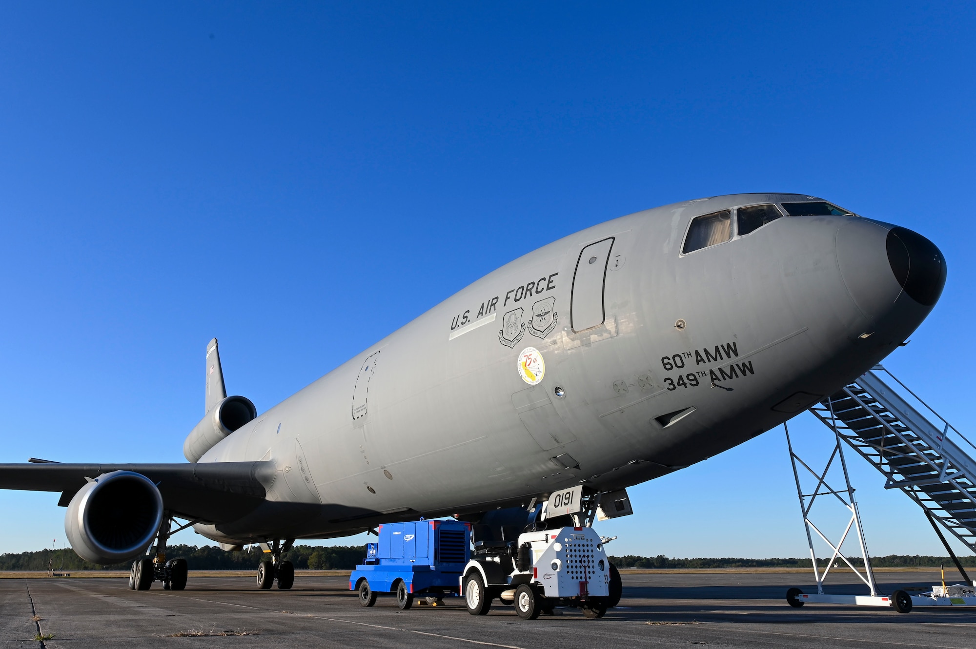 KC-10 parked on airfield ramp