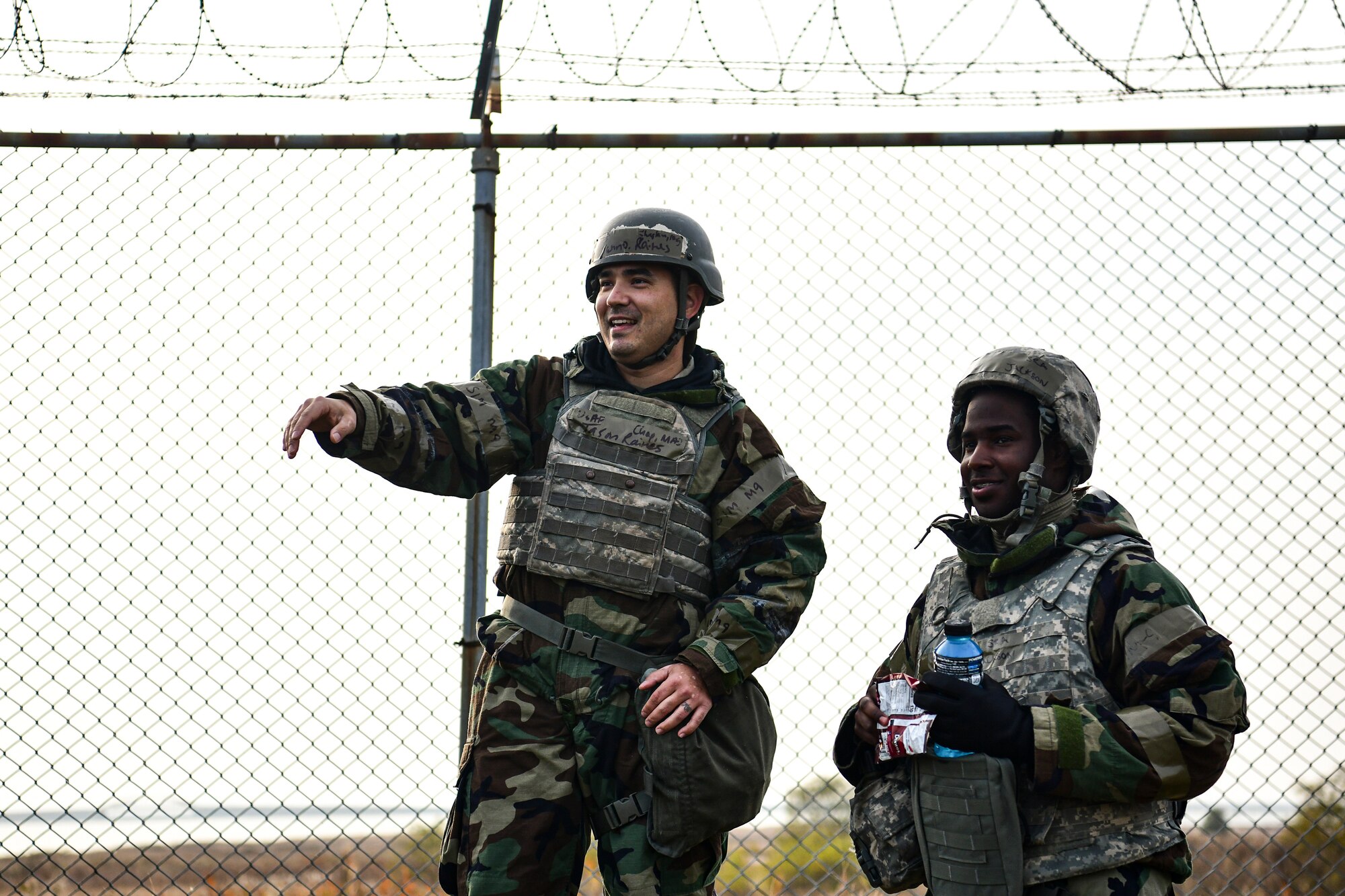 A Chaplain speaks to an Airman.