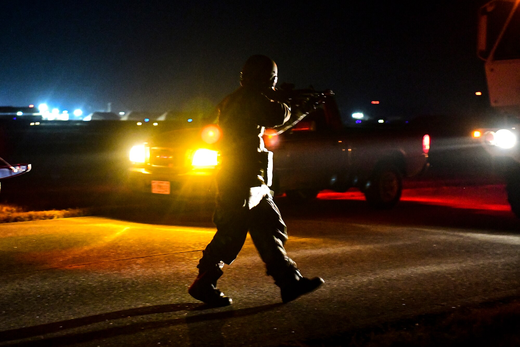 An Airmen defends a temporary tower site.