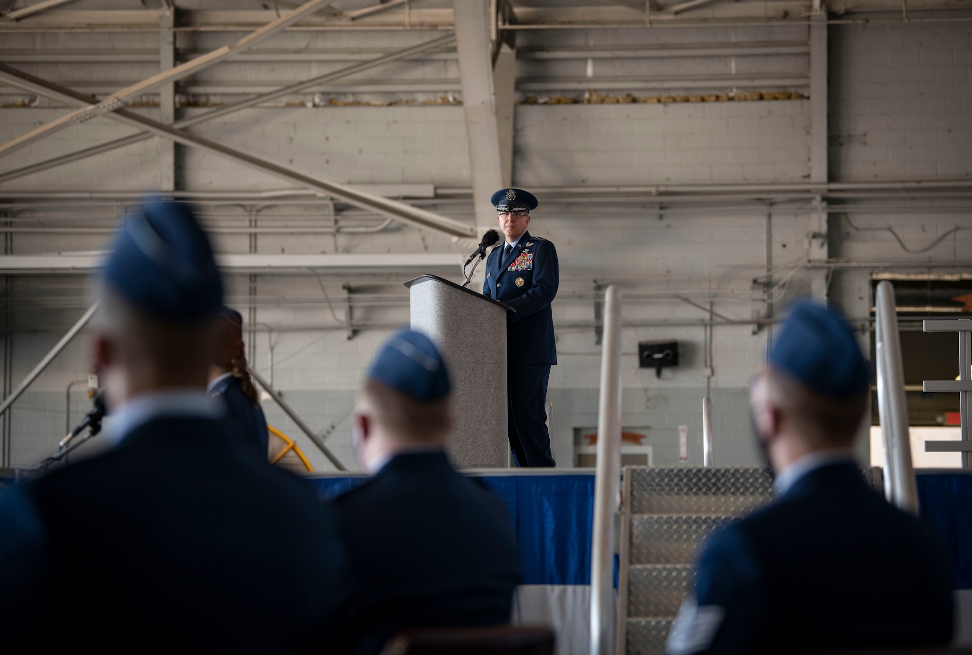 U.S. Air Force Lt. Gen. Jim Slife, Air Force Special Operations Command commander, delivers a speech during a medal presentation ceremony at Hurlburt Field, Florida, Nov. 8, 2021.