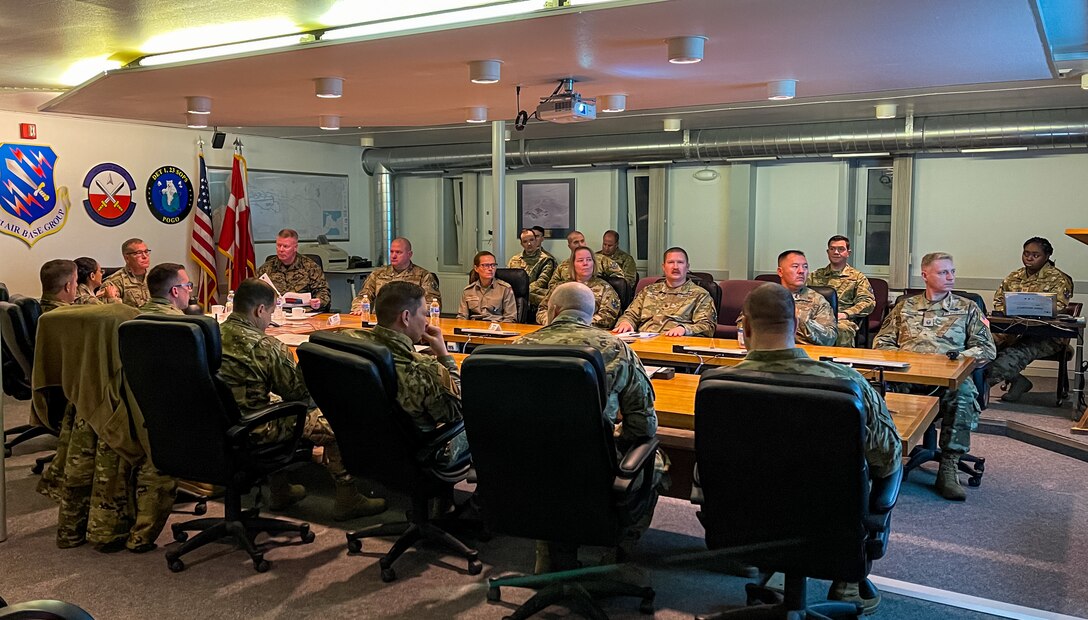 General talks to service members at Thule Air Base, Greenland.